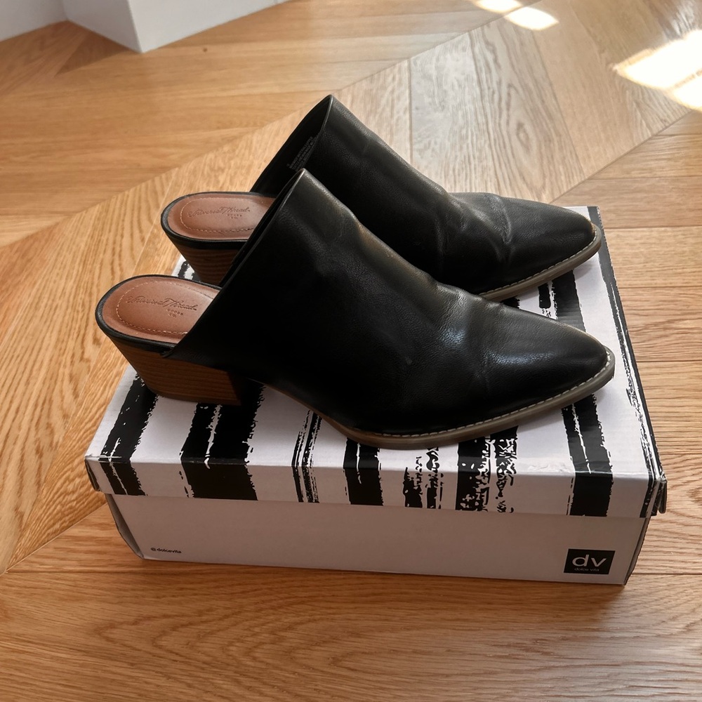 Universal Thread Black Leather Mules - image 1